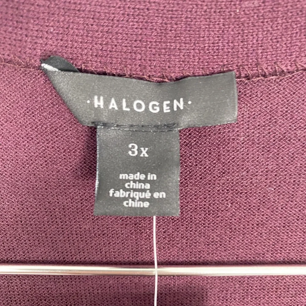 NWT Halogen‎ Cardigan Duster Sweater Womens 3X Burgundy Stem Open Front Pockets